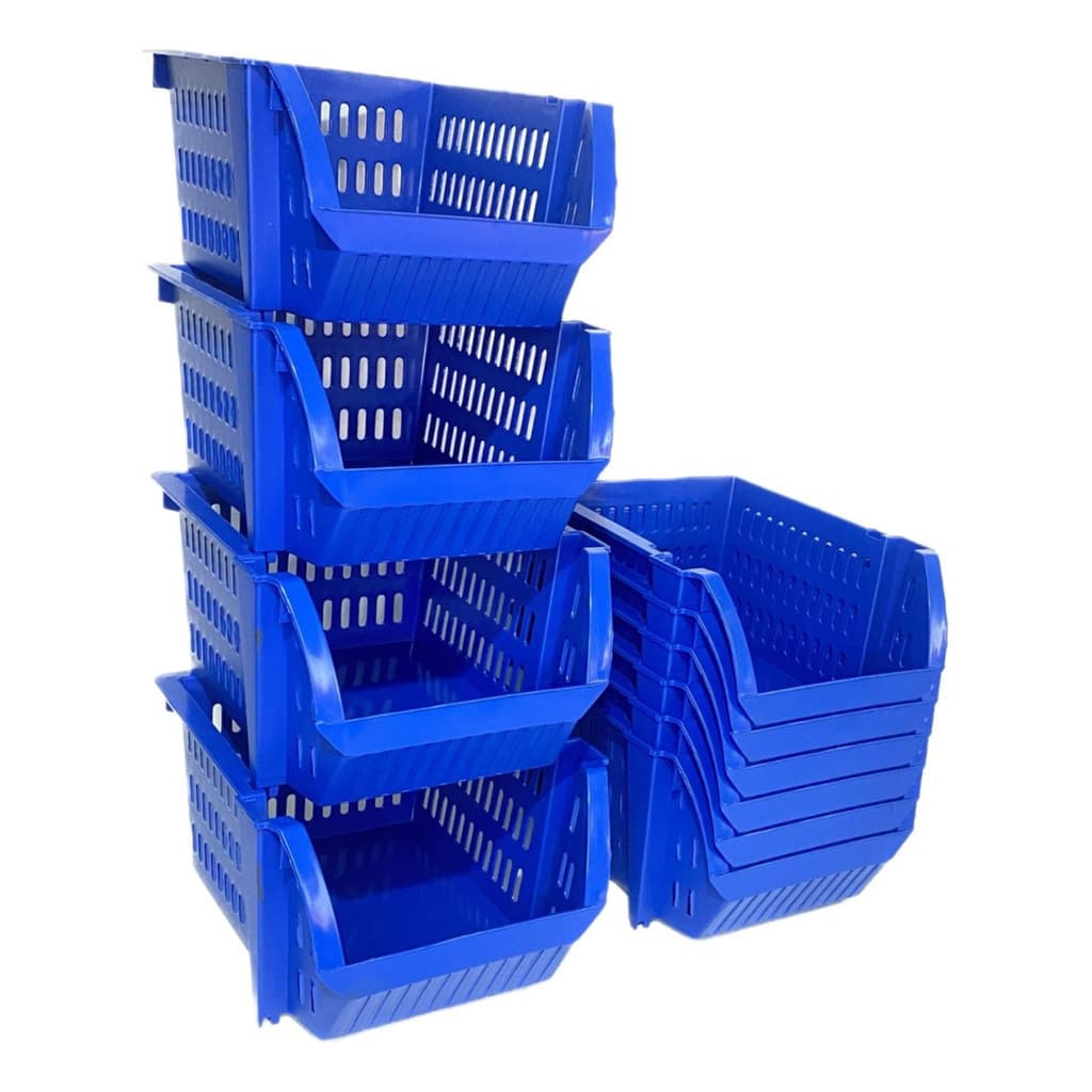 10 Mini Cesto Organizador Multiuso Plástico Brinquedo Azul