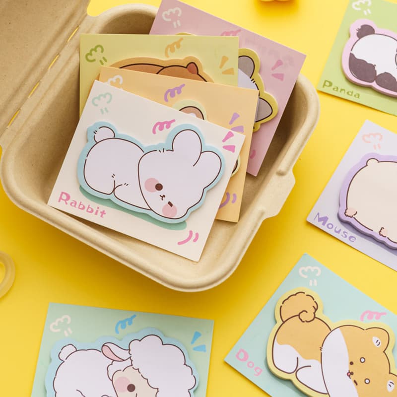 Conjunto De Notas Adesivas De Desenho Animado Fofo De 30 Folhas Com Papel Adesivo E Caderno-Ideal Para Estudantes Profis