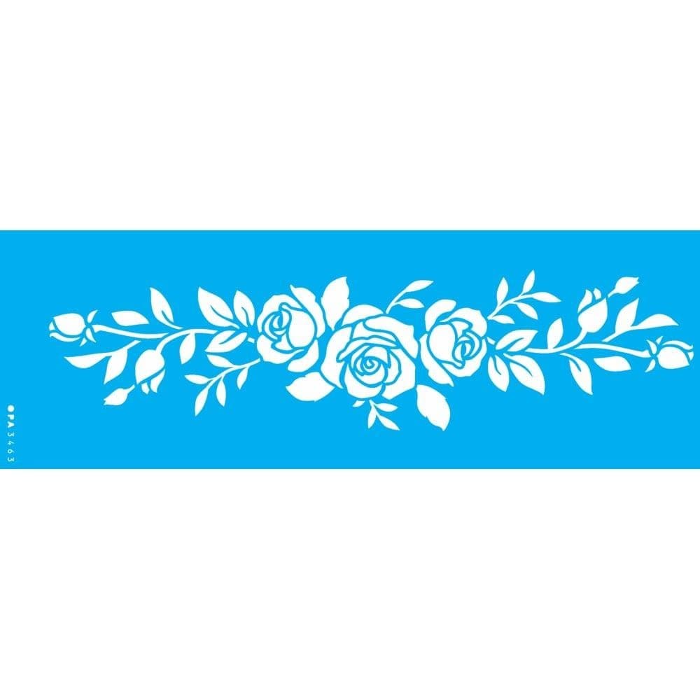 Stencil Opa 10 x 30 cm - Flores Rosas III - 3463