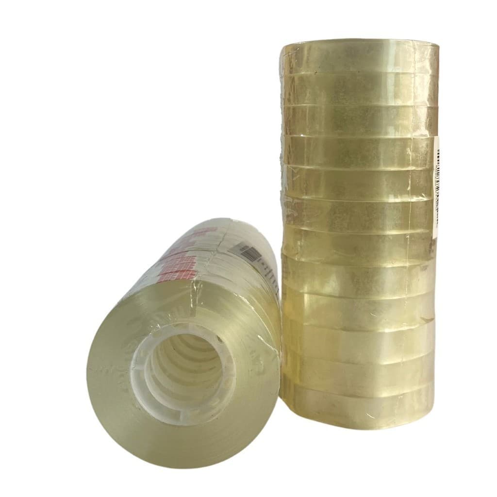 Fita  Durex adesiva Transparente 12mmx50m Pacote C/ 12 Unidades