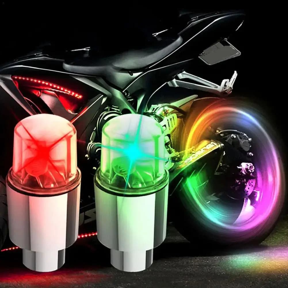 2pcs Roda Do Carro Luzes LED Flash Da Tampas De Válvula Bocal Pneu Alerta Luminoso Lâmpada Decorativa Para Acessórios Rodas De Motocicleta