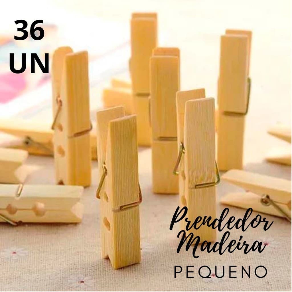 Kit 36 Unidades Prendedor de Madeira Pequeno Pregador Para Roupa Prende Bem Qualidade e Resistencia