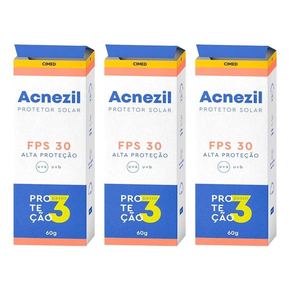Kit 3 und Protetor Solar Acnezil FPS 30 Oil Control 60 g
