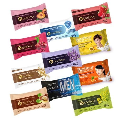 KIT COM 12 / 24 / 36 SABONETES BIOFLEUR 180G SORTIDOS