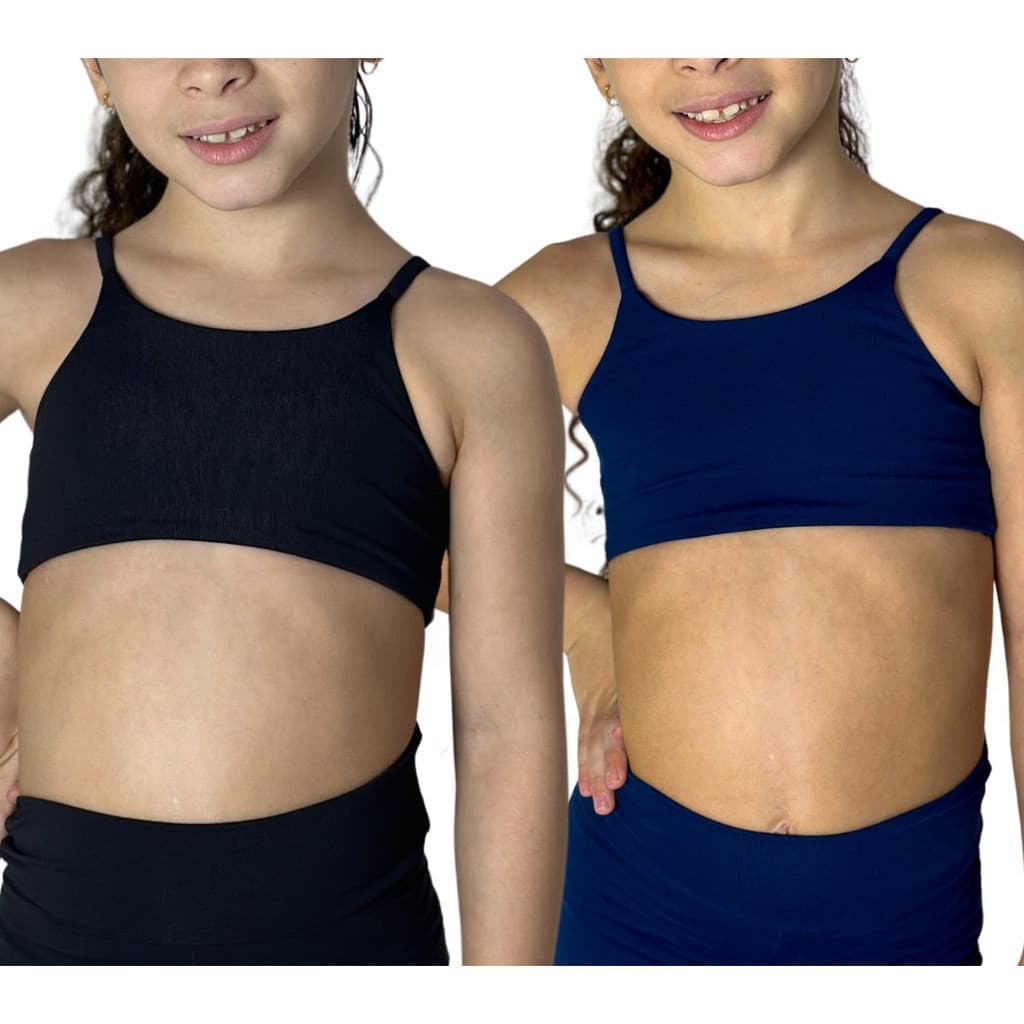 Kit 2 Tops Infantis Fitness Treino Kids Alça Fina Poliamida