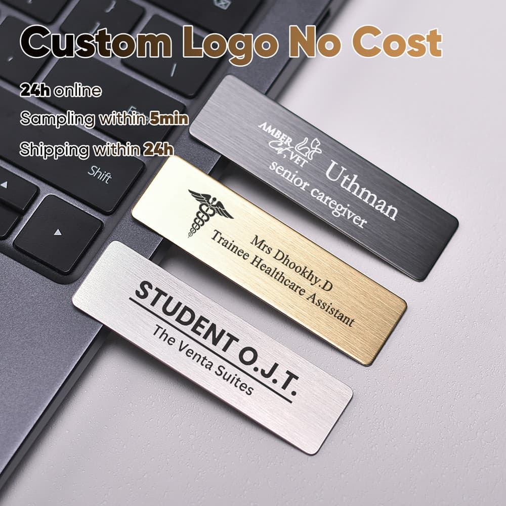 1 Pçs Livre Customizável Aço Metal Tag Broches Pino Personalizado Gravado Texto Logotipo Placa De Identificação De Negóc
