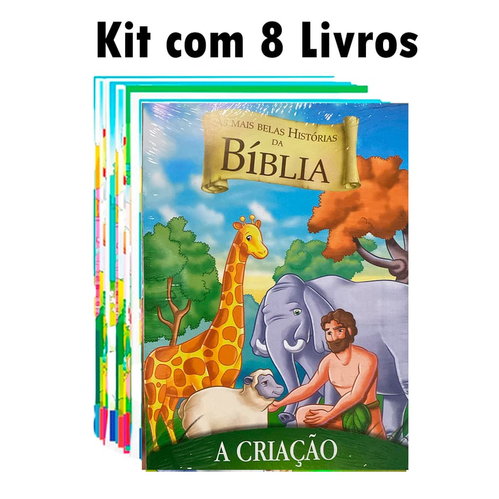 Kit com 8 livrinhos bíblicos - As Mais Belas Histórias da Bíblia