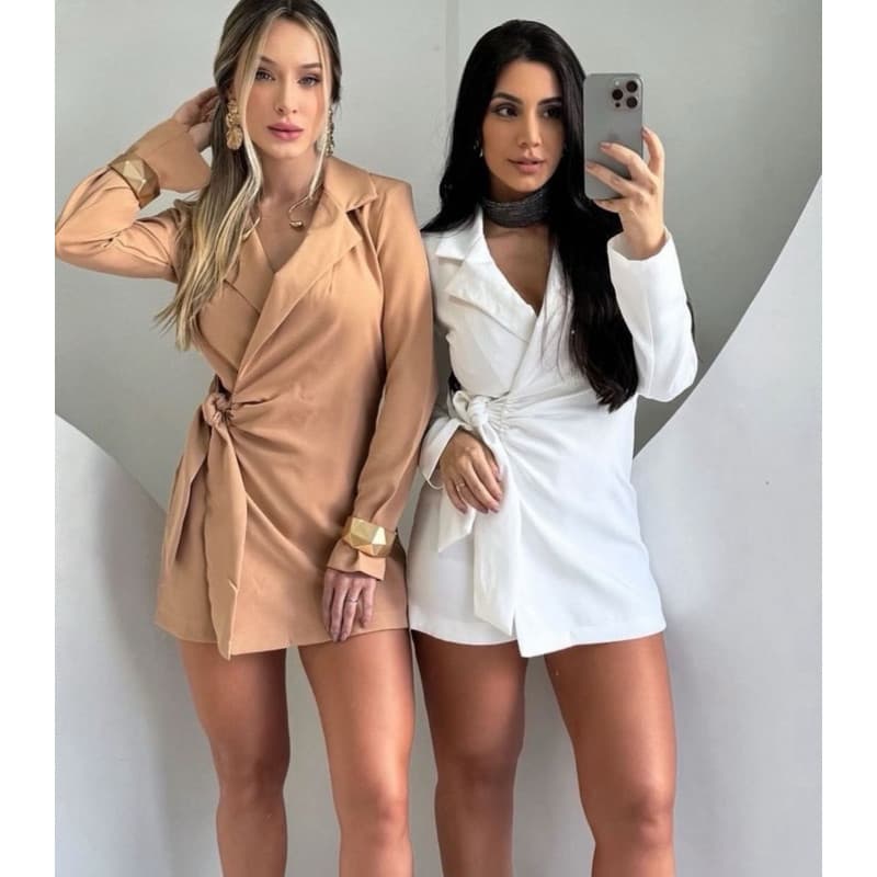 Macaquinho Envelope Alfaiataria Sobretudo Feminina Manga Longa Inverno Frio 2025