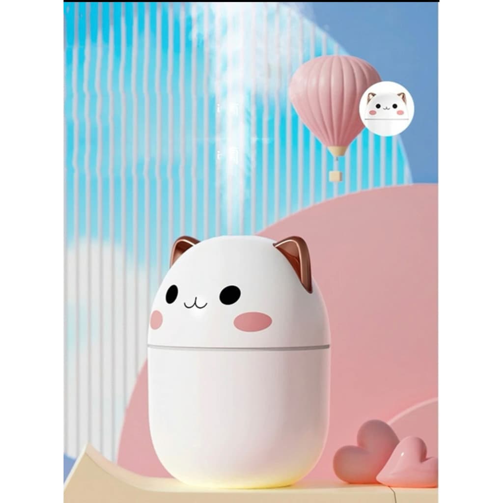 Umidificador de  Ar  Gato Fofo Aromatizador Difusor Ambiente Purificador Ultrassônico Portátil 250Ml