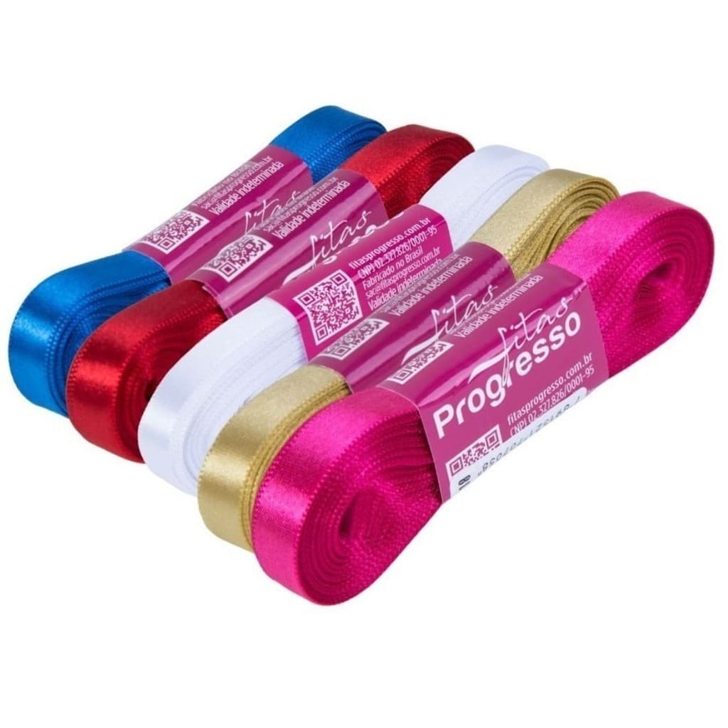 Fita de Cetim N.01 Progresso com 10 Metros 7mm largura Varias Cores 100% Poliéster, Fita de Cetim.