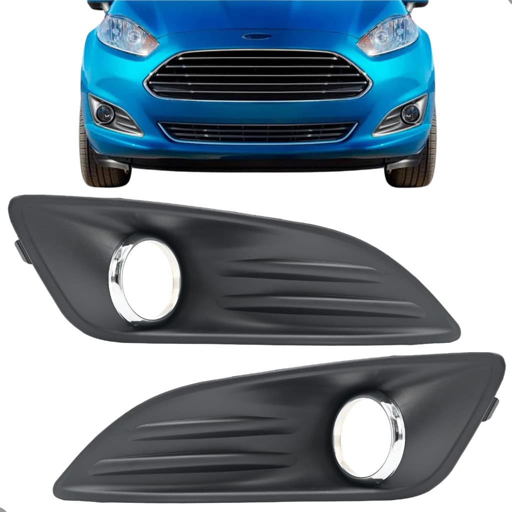 Par Moldura Grade Farol De Milha New Fiesta 2014 15 16 2017 Cromado