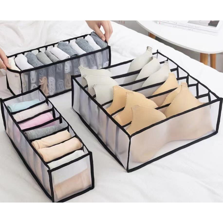 Kit 3 Organizadores De Gaveta De Sutiã Dobrável Caixa De Armazenamento Divisor Cuecas Roupeiro Casa
