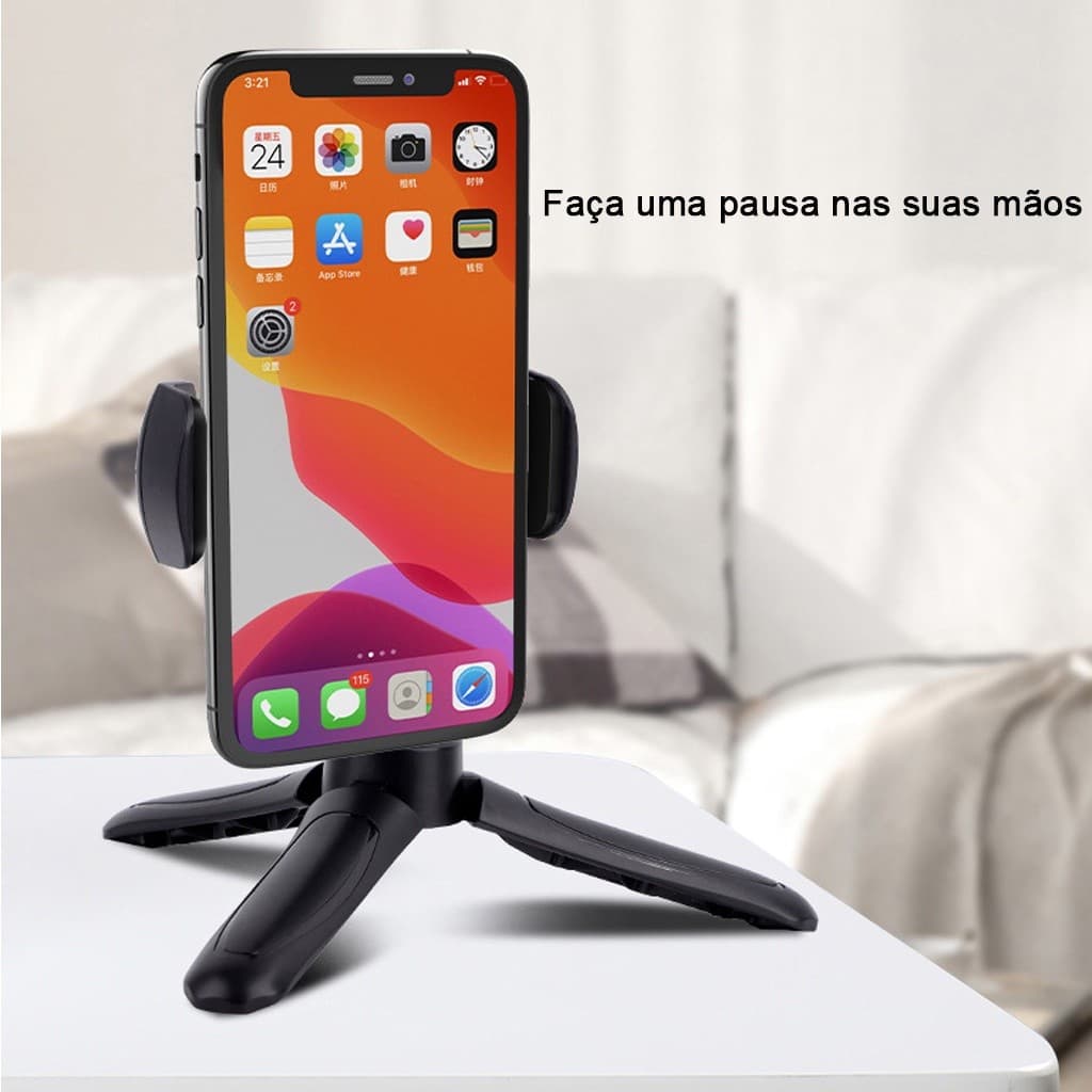 Suporte para Celular de Mesa Tripé Tripod 360° Graus Portátil Dobrável K-529