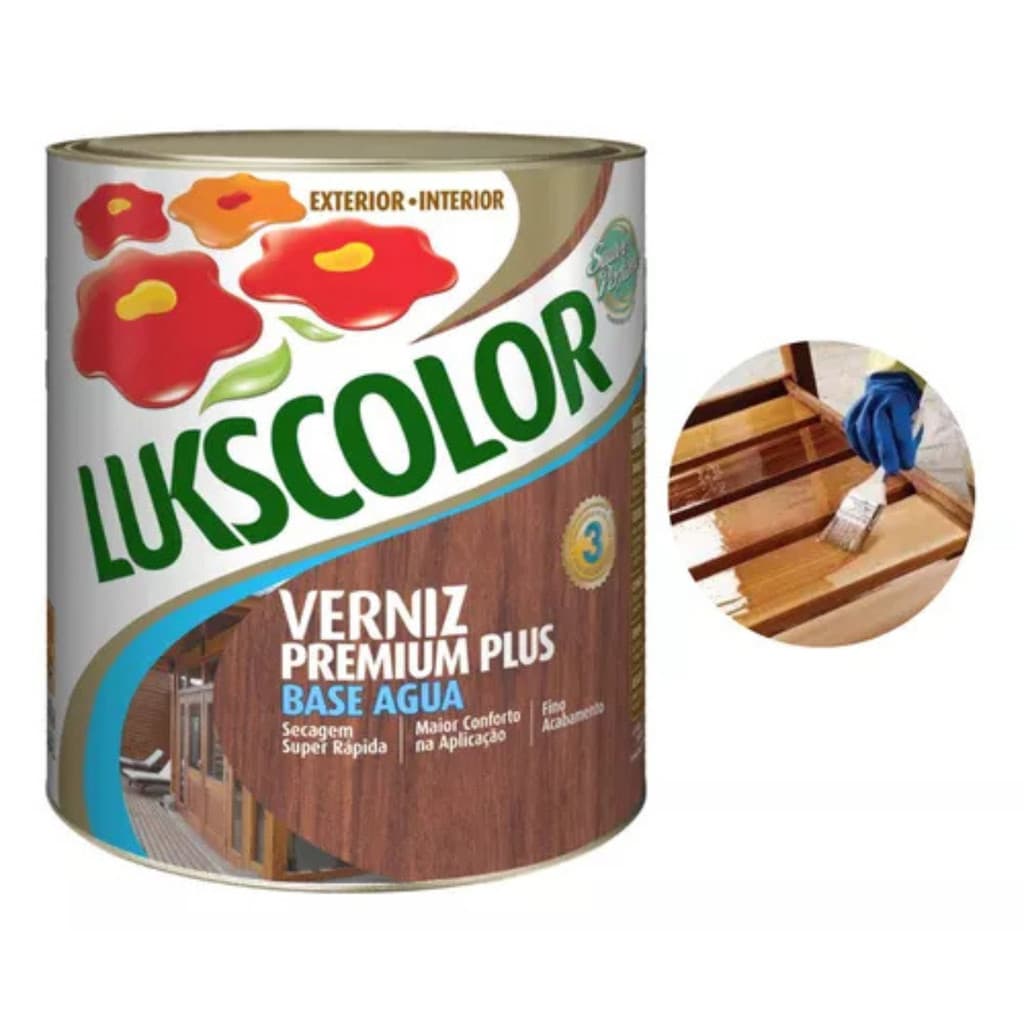 Verniz Base Água Madeira Cores 900ml Lukscolor Móveis 1/4