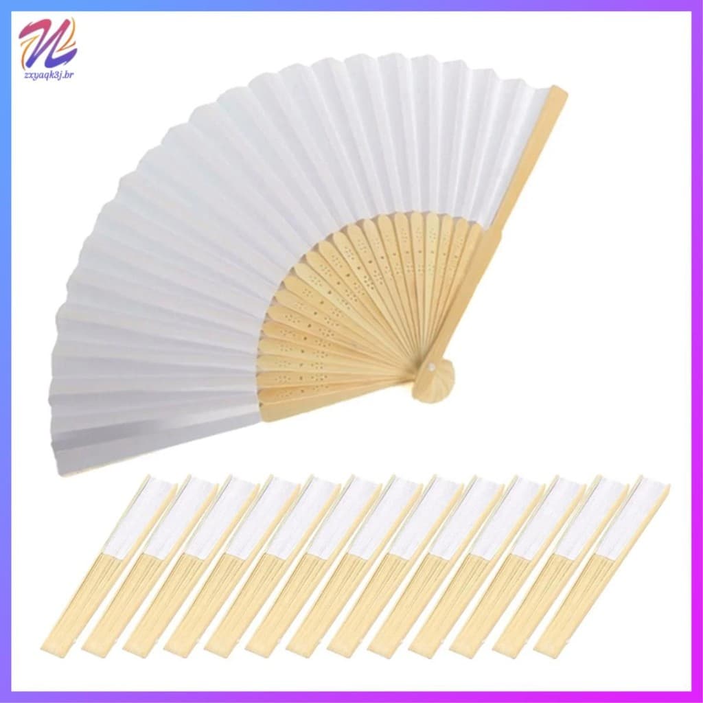 40 Pçs DIY Ventilador De Papel Bambu Adultos Crianças Caligrafia Pintura Prática Em Branco Dobrável Presentes De Casamen