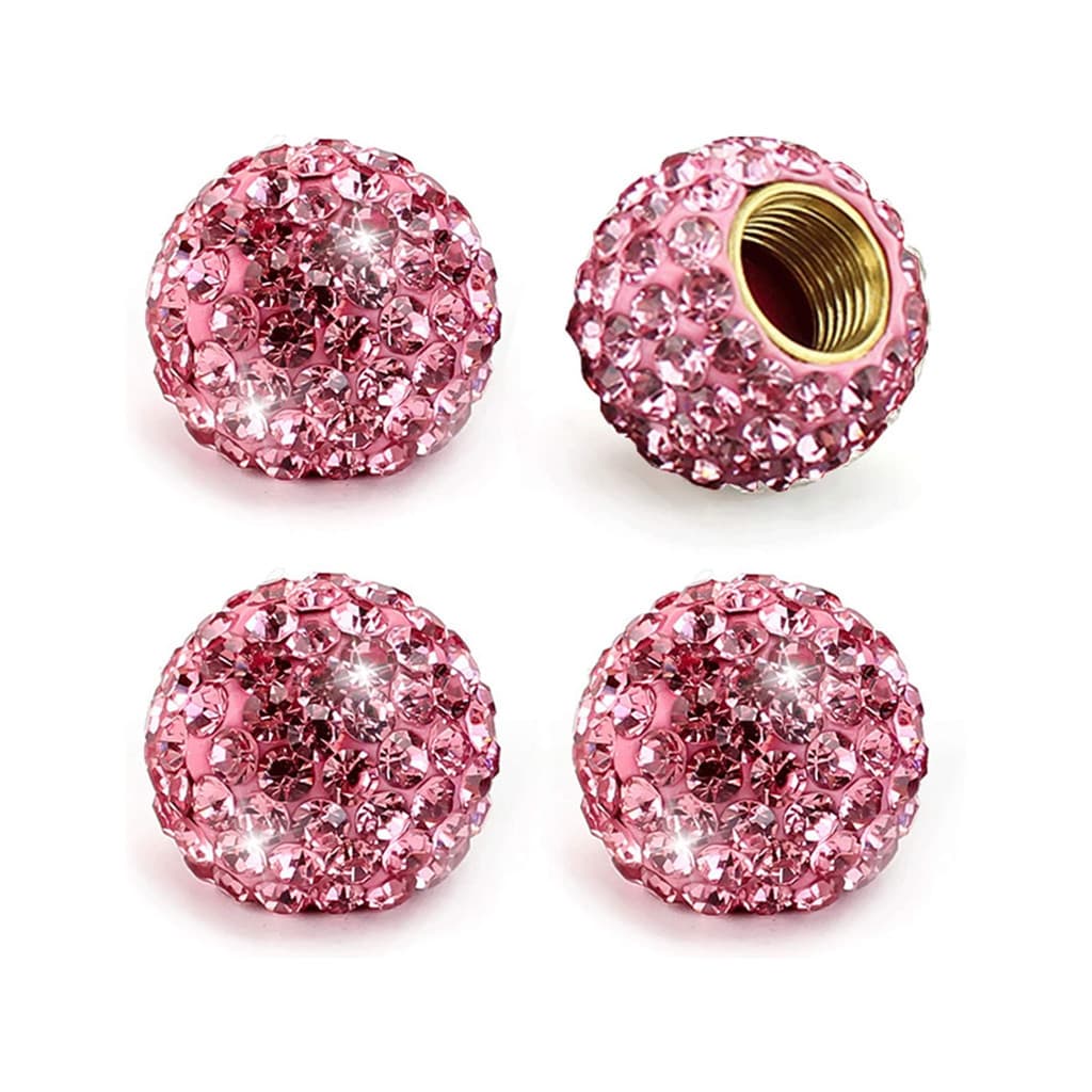 4Pack Cristal Rhinestone Feito À Mão Tampas De Válvula De Haste De Pneus Para Carros , Rodas De Acessórios Atraentes Prova De Pó , Universal Caminhões E Motocicletas-(Pink)