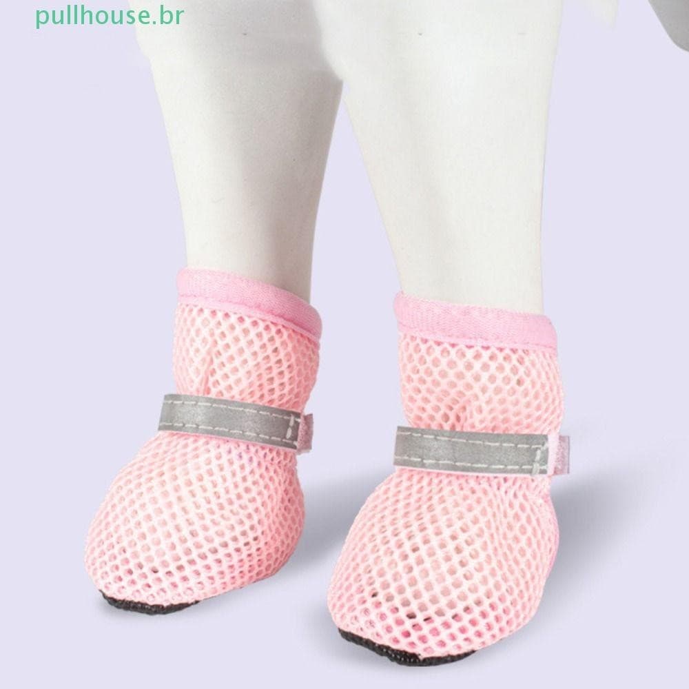 PULLHOUSE 4 Unidades/Conjunto Sapatos De Rede Para Cães , Refletivos De Malha Resistentes Ao Desgaste Respiráveis Ocos