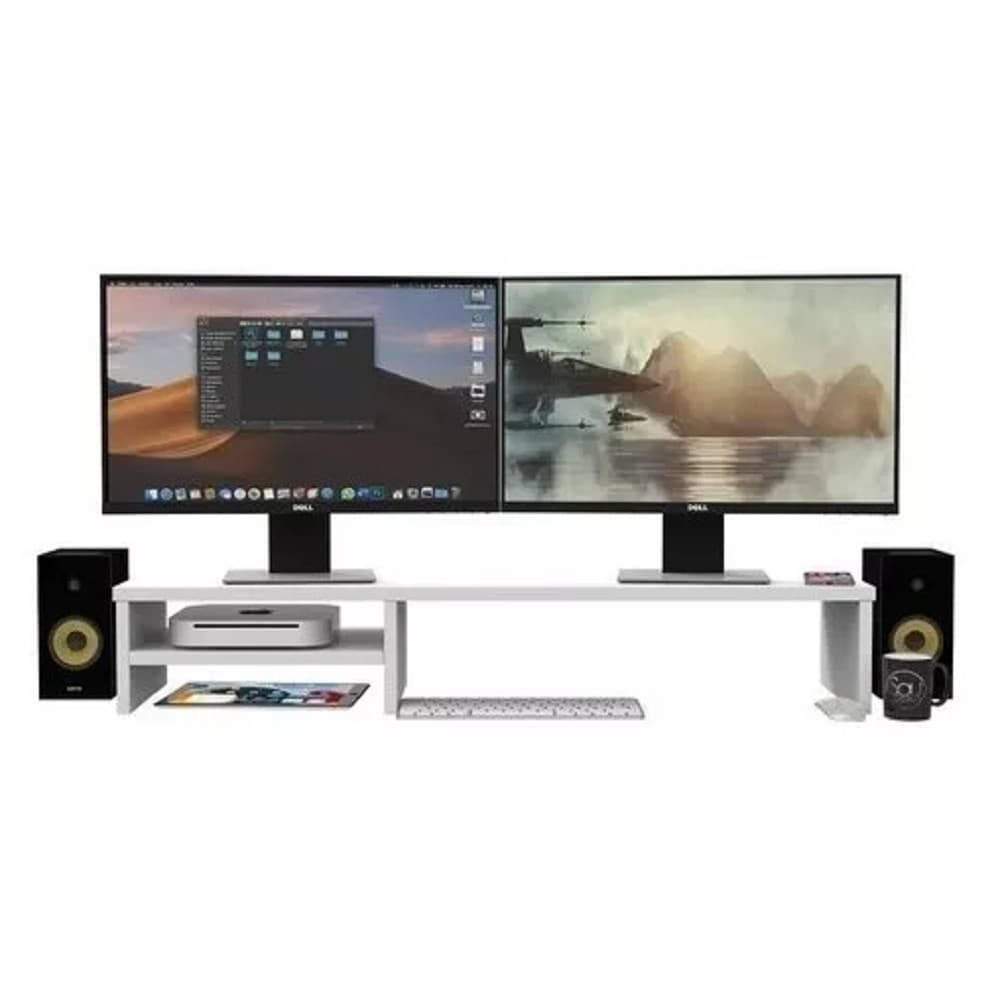Suporte Dois Monitores Duplo Mesa Setup Home Hoffice Apoio Computador