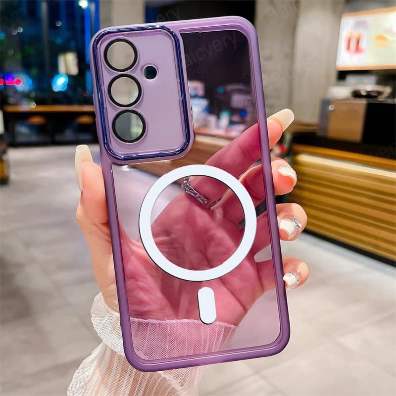 Para Samsung Galaxy A17 5G A15 A16 A55 A56 Colorido Claro TPU Silicone Magnético Capa De Carregamento Sem Fio Proteção D