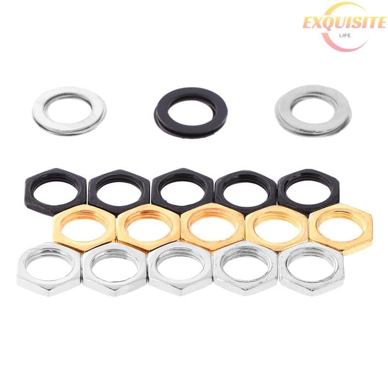 [EL] 5 Peças De Entrada De Saída De Guitarra Elétrica , Porcas , Arruelas , Juntas , Peça Nova