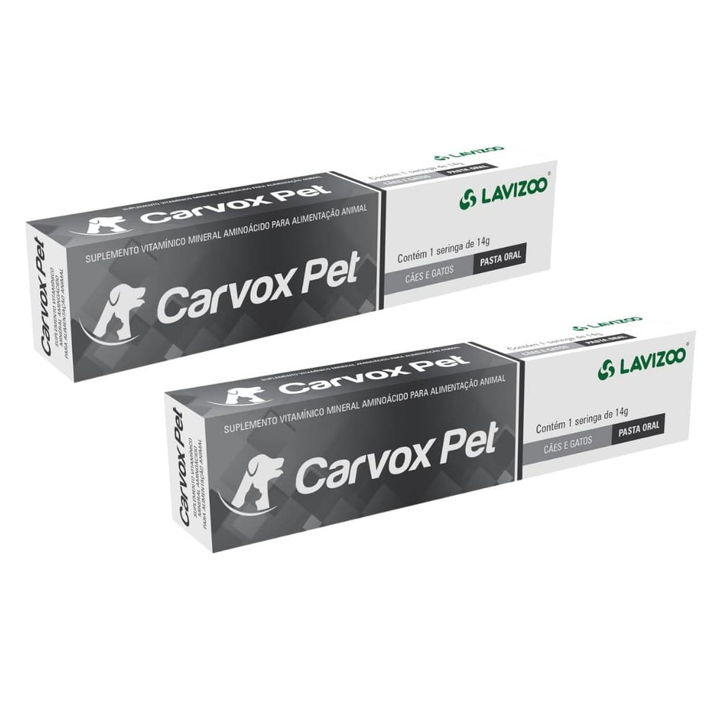 02 Carvão Ativado Gel Carvox Pet 14gr Antitóxico Cães Gatos