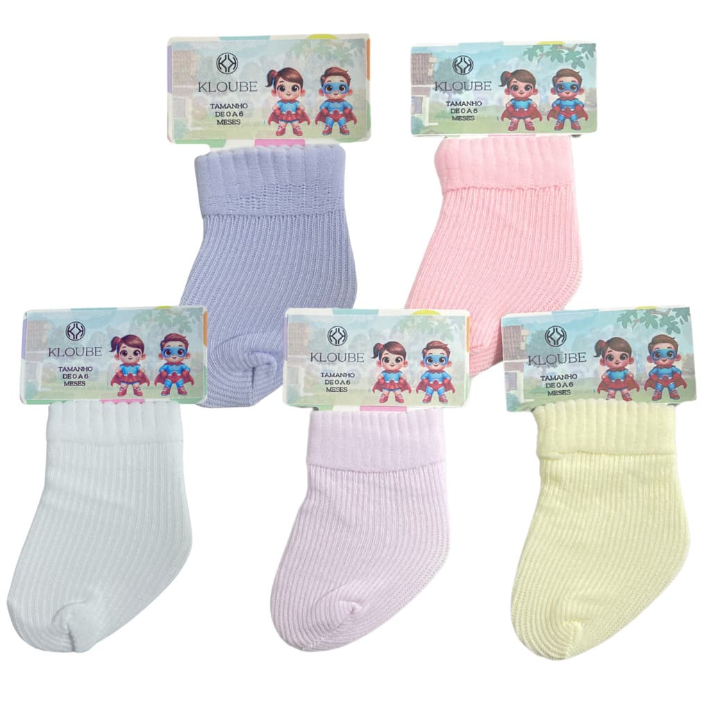 Kit 6 e 12 Pares de Meias Meia Bebe RN Recém Nascido Saída de maternidade de 0 a 10 meses Enxoval