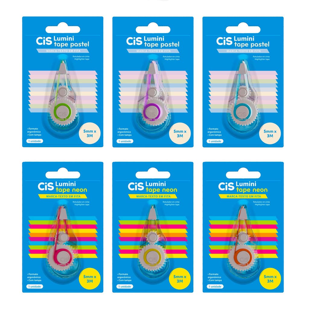 Marca-Texto em Fita Lumini Pastel/Neon CIS