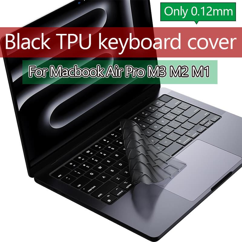 Capa do teclado preto ultra fino do espaço adequado para o MacBook Air M3 M2 M1A3113 A2681 A2941 Pro13 14 16 A2442 A2338