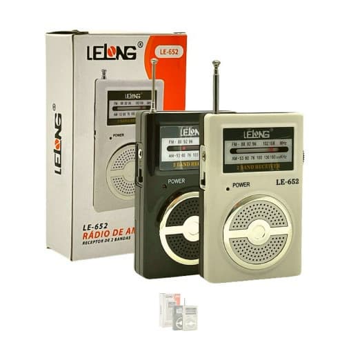 Rádio Portátil Am/fm Le-652 Lelong Mini Pilha Fone De Ouvido