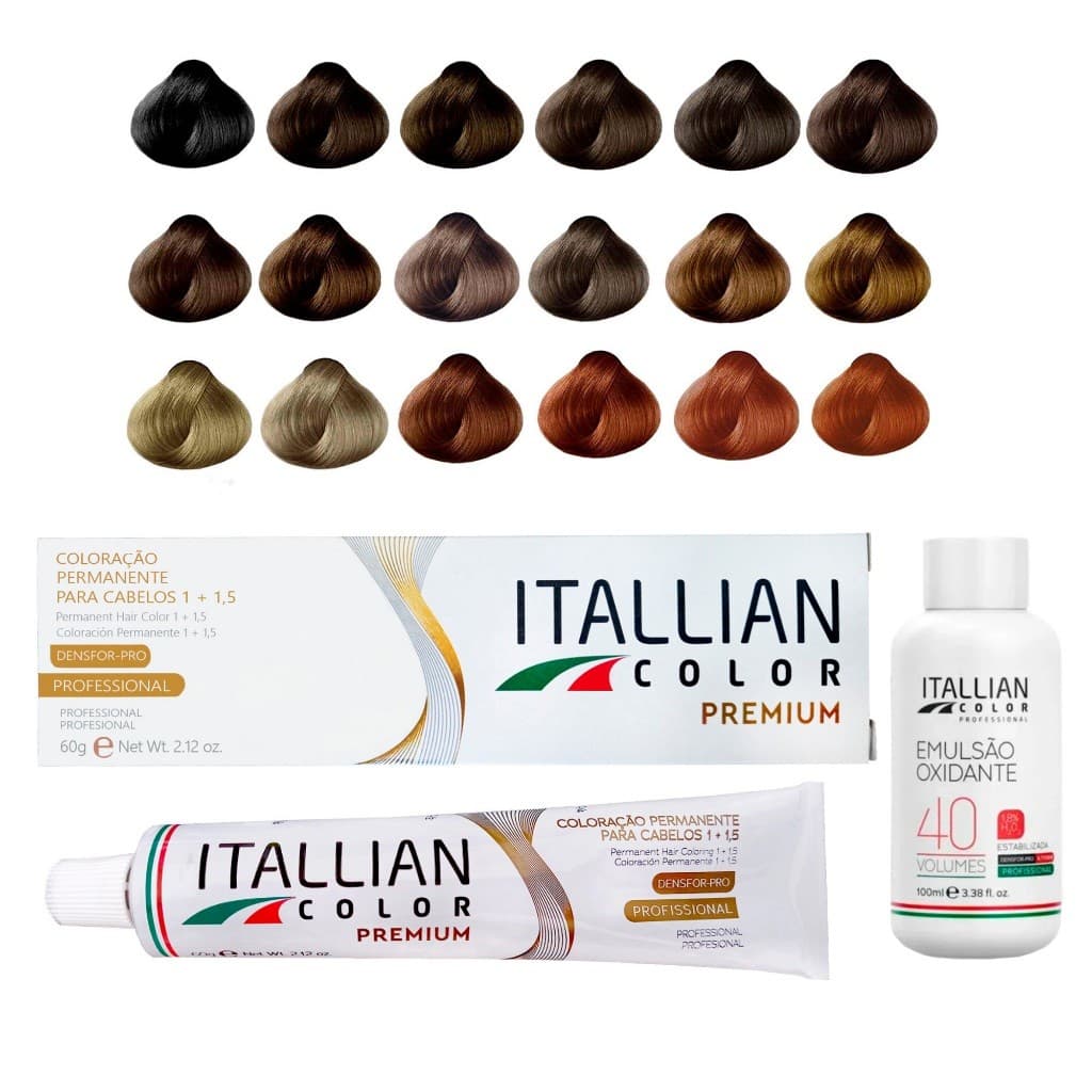 Coloração Itallian Color 60g + Emulsão Oxi de 40 Volumes 100ml