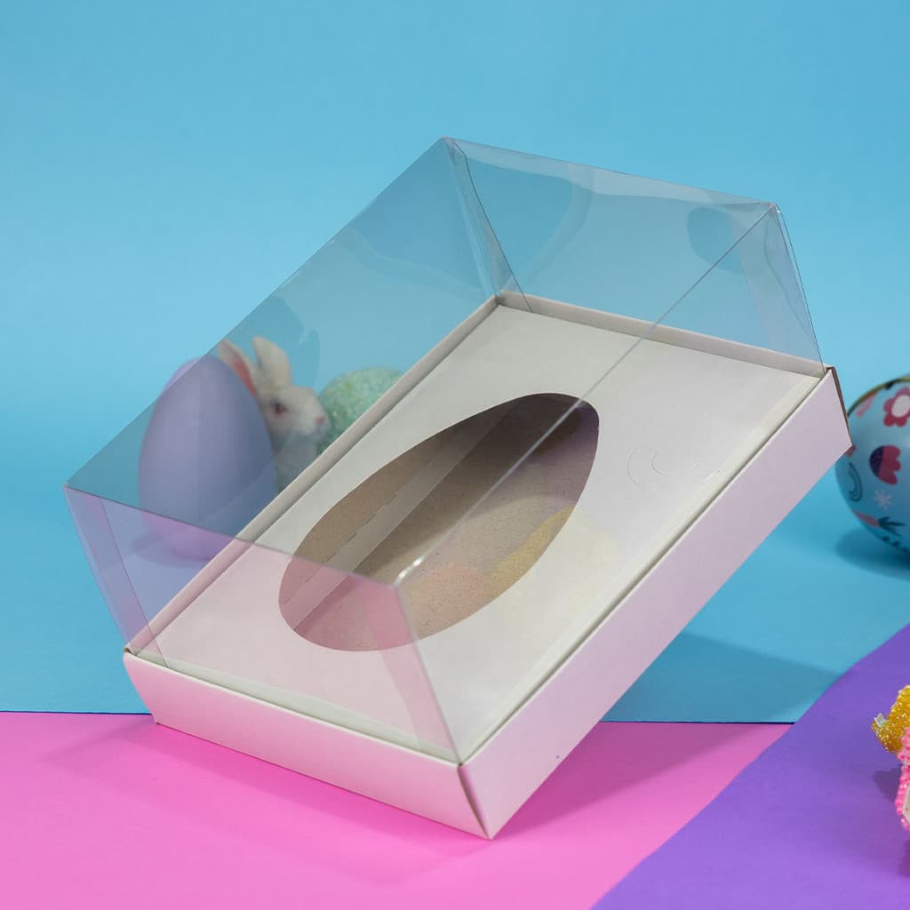 10 Caixas para 1 Ovo de Colher 250g - Branco -Tampa Alta