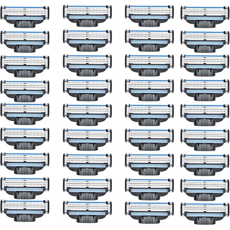 32 Peças De Carga Para Mach 3 Lâminas Cartuchos De Barbear Masculinos Recarga Cabeça