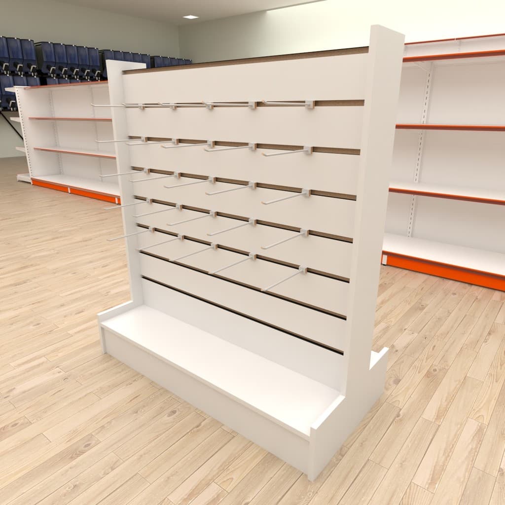 Expositor central branco 90 cm para lojas Gondola de centro para ganchos branco 90 cm