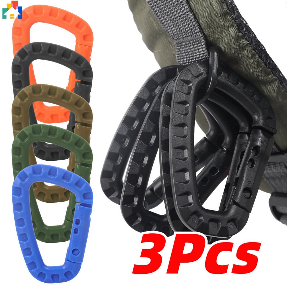 3Pcs 8,3cm Mochila Tática Fivela De Rápida Mosquetão Plástico Gancho Em Forma De D Engrenagem De Grampo Para Camping Exterior