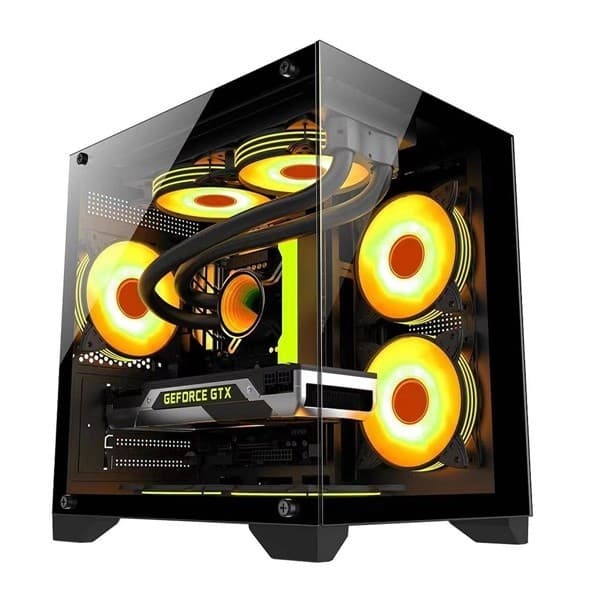 Gabinete Gamer Aquário Hayom 4 Fans RGB Inclusas para Water Cooler em Vidro e filtro de poeira