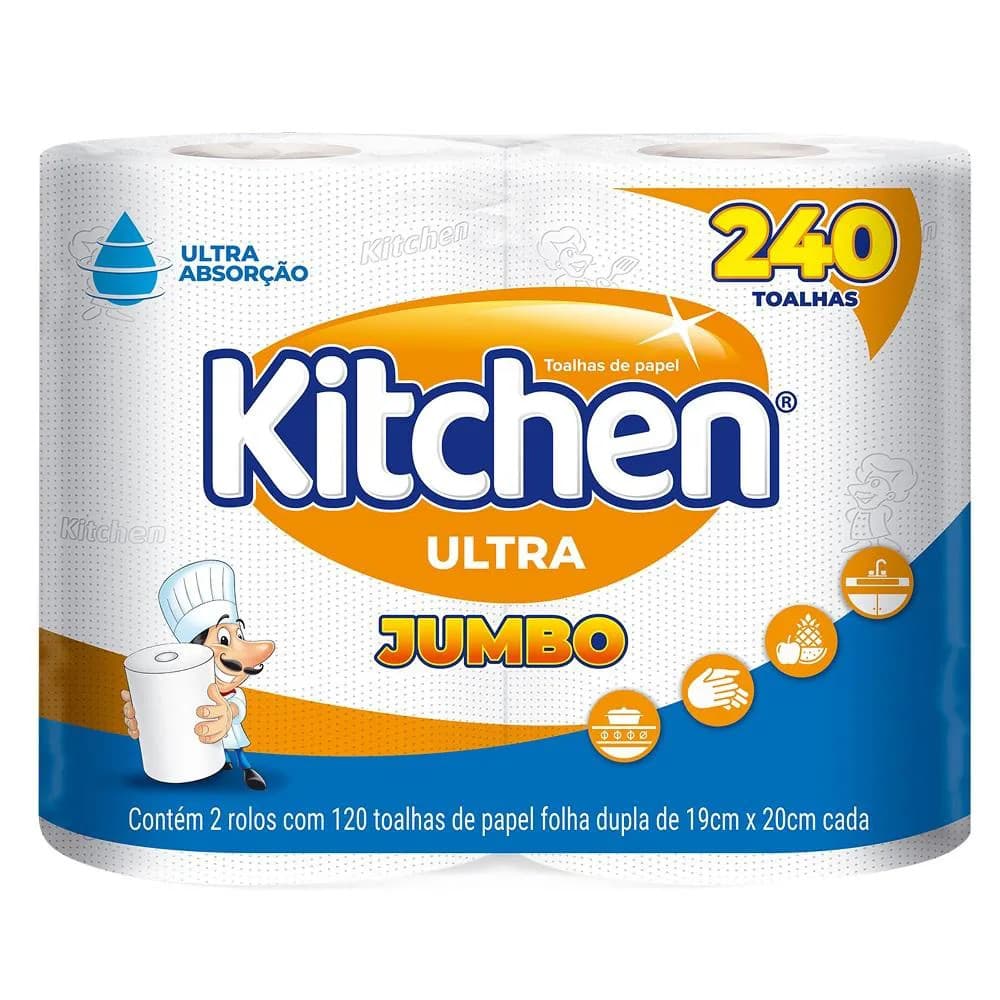 Toalha de Papel Ultra Folha Dupla Jumbo 240 Toalhas Kitchen