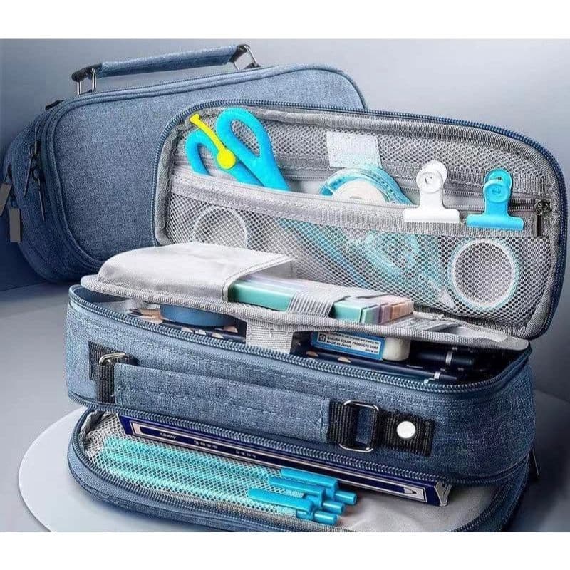 Estojo Escolar Organizador Juvenil Liso Com 2 Divisórias Com Alça Interna