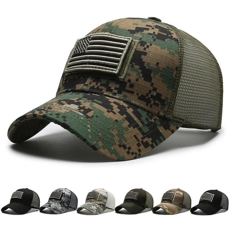 Homens Bandeira Americana Camuflagem Boné De Baseball Táticas Respiráveis Ao Ar Livre Chapéu De Montanhismo Casquette