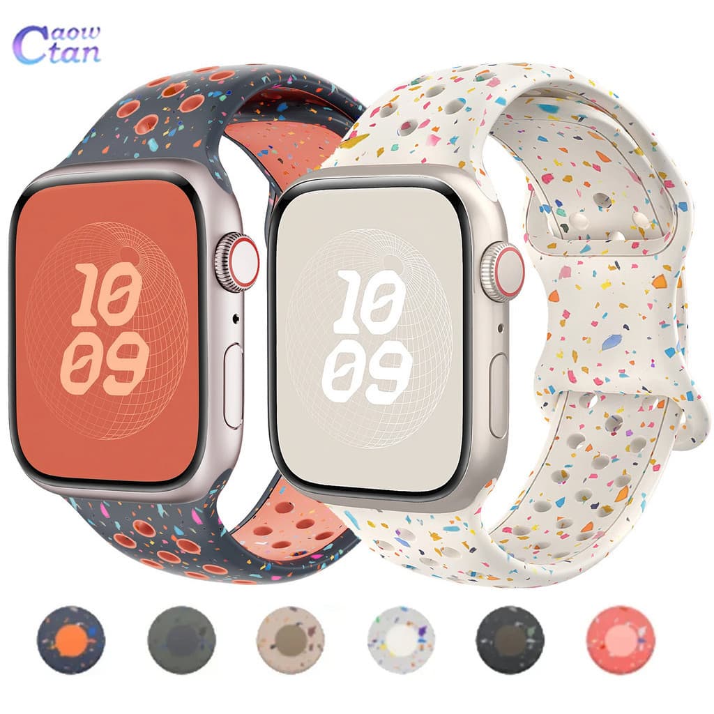 Pulseira Esportiva De Silicone Respirável Compatível Com Apple Watch Ultra 3 2 49mm 46mm 45mm 41mm 44mm 40mm 42mm 38mm 1