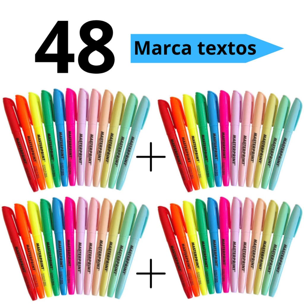Kit 48 Marca Textos (24 Neon + 24 pastel) Masterprint