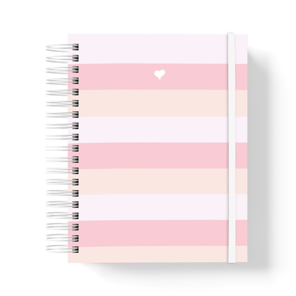 Caderno de anotações Premium - 200 pág - A5 - Rosa Listrado