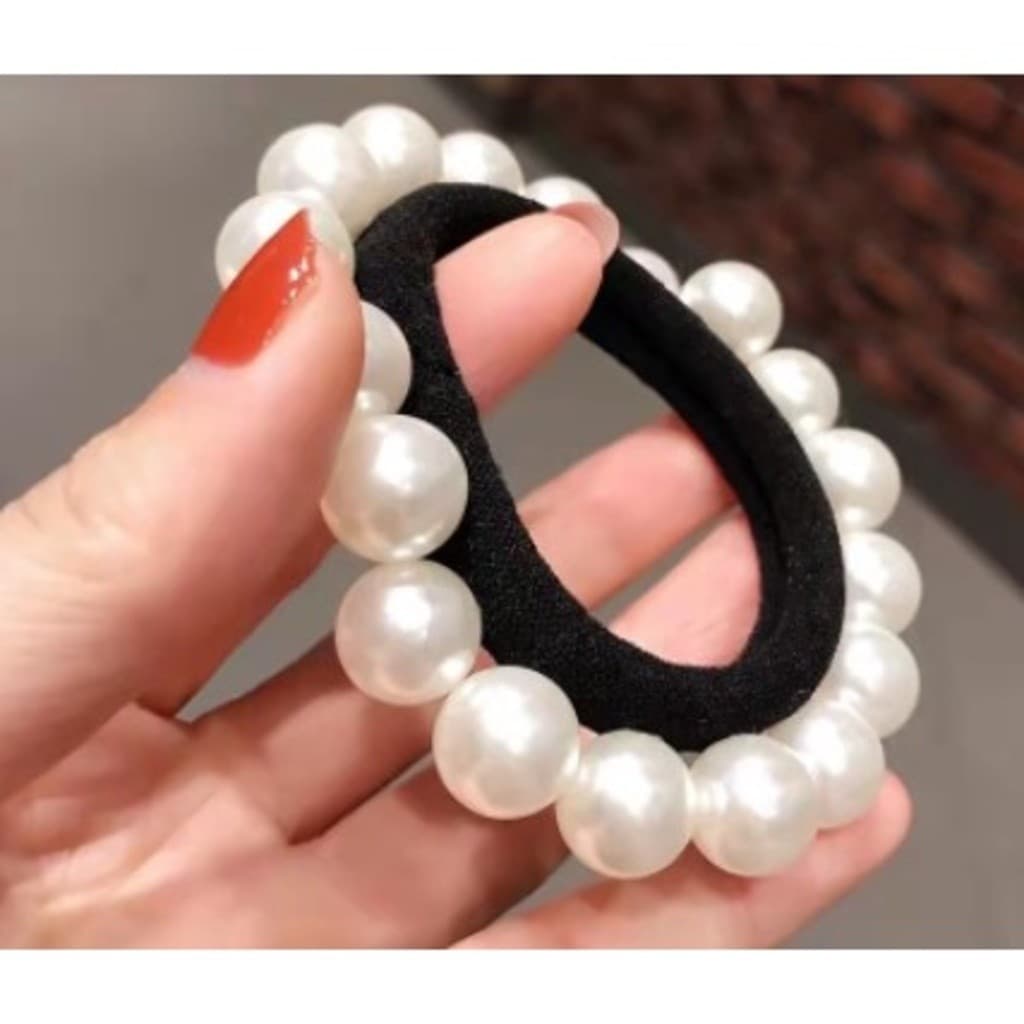 DAGUAN KIT 24 unidades Elástico de cabelo Com Pérolas branco/preto acessorios xuxinha para cabelo Rabico de cabelo