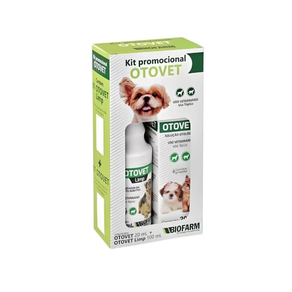 Kit Otológico Otovet Biofarm Limpeza e Tratamento de Otite