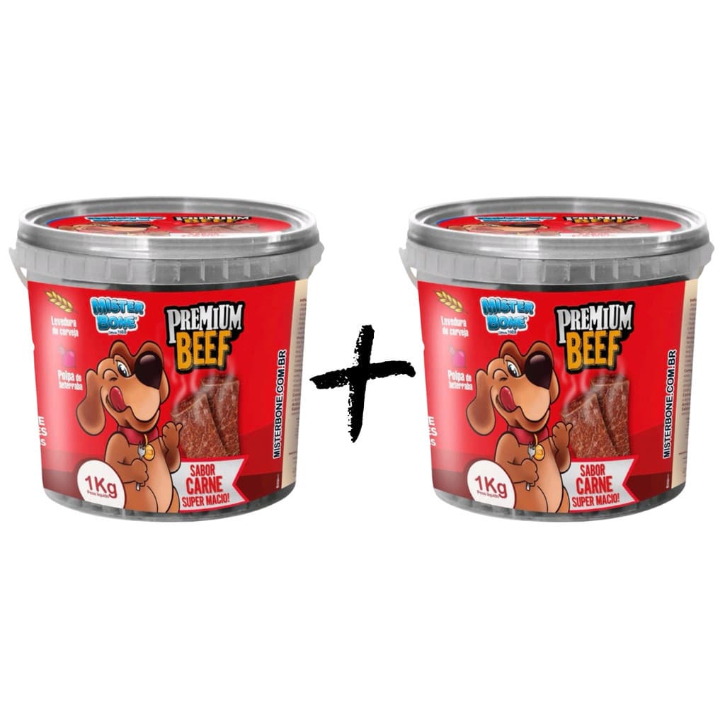 Kit 2 Bifinho 1 KG Petiscos Mr Bone Cães Cachorro Pet Premium - CARNE