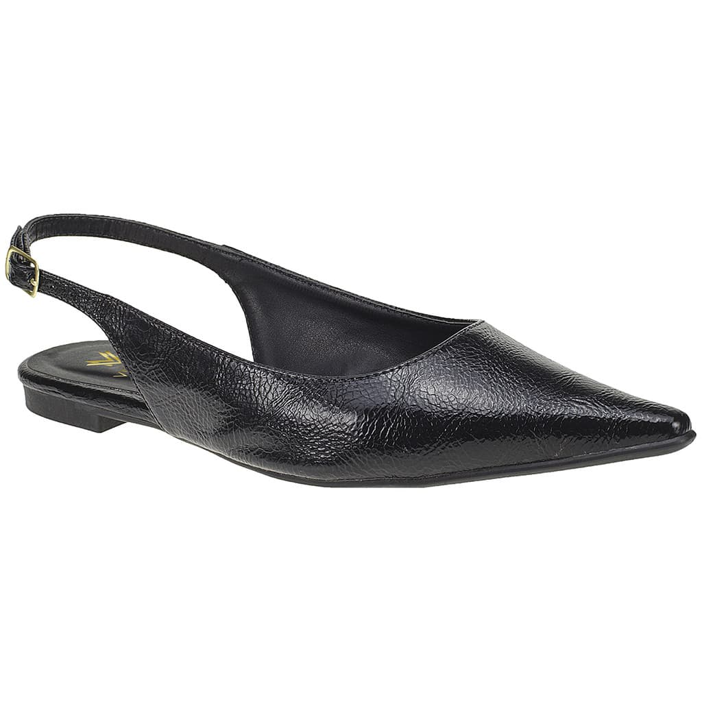 Sapatilha Slingcack com Traseiro de Fivela Verniz Texturizado Moda 4130