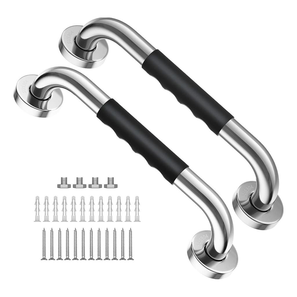 Kit 2 Barras de Apoio Inox 50cm para Banheiro - Corrimão de Segurança e Proteção para Idosos e Deficientes