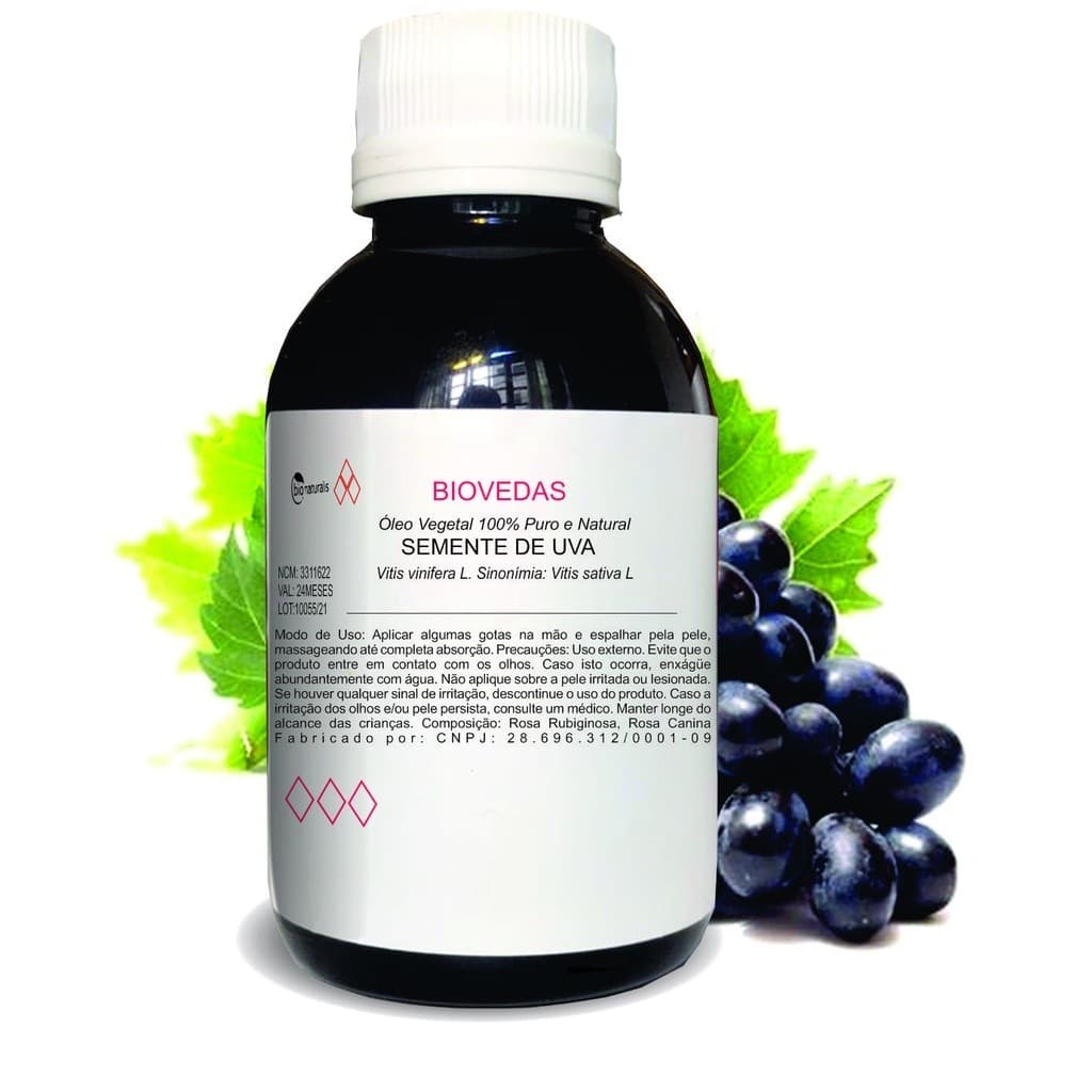 Óleo Vegetal de Semente de Uva 100% Puro 100ml