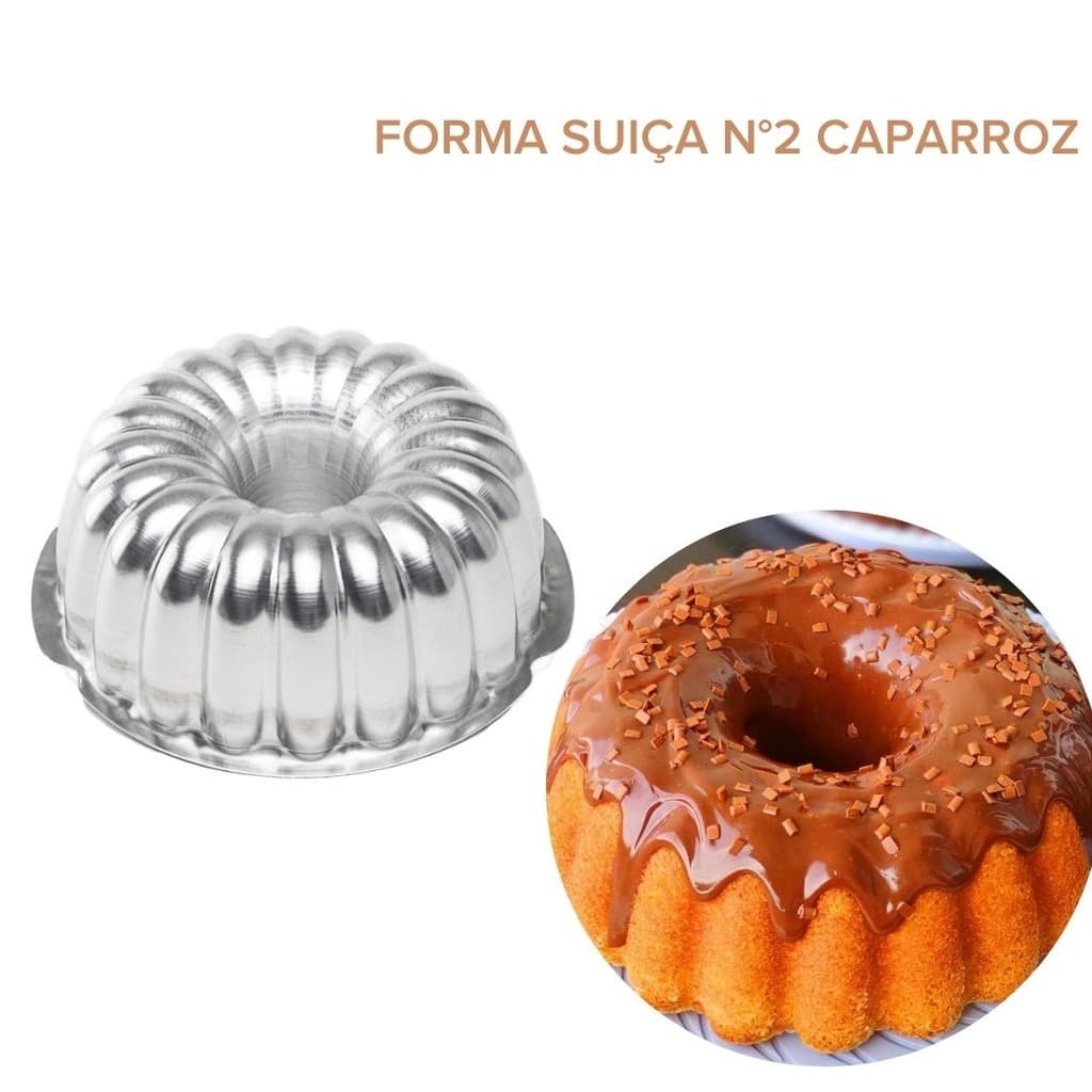 Forma para Bolo Pudim brownie Suiça Decorada N° 2 22x9 cm Caparroz Aluminio