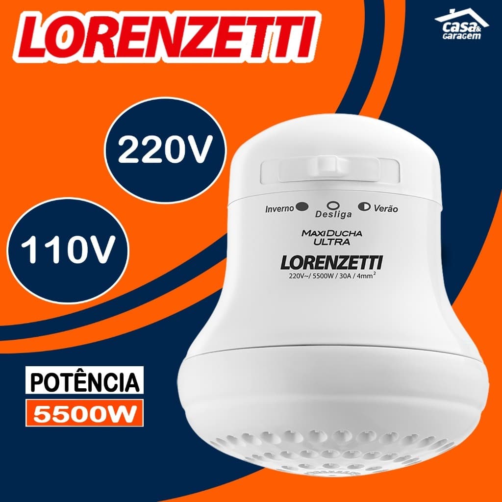Chuveiro Maxi Ducha Ultra 5500W 127v e 220v Lorenzetti