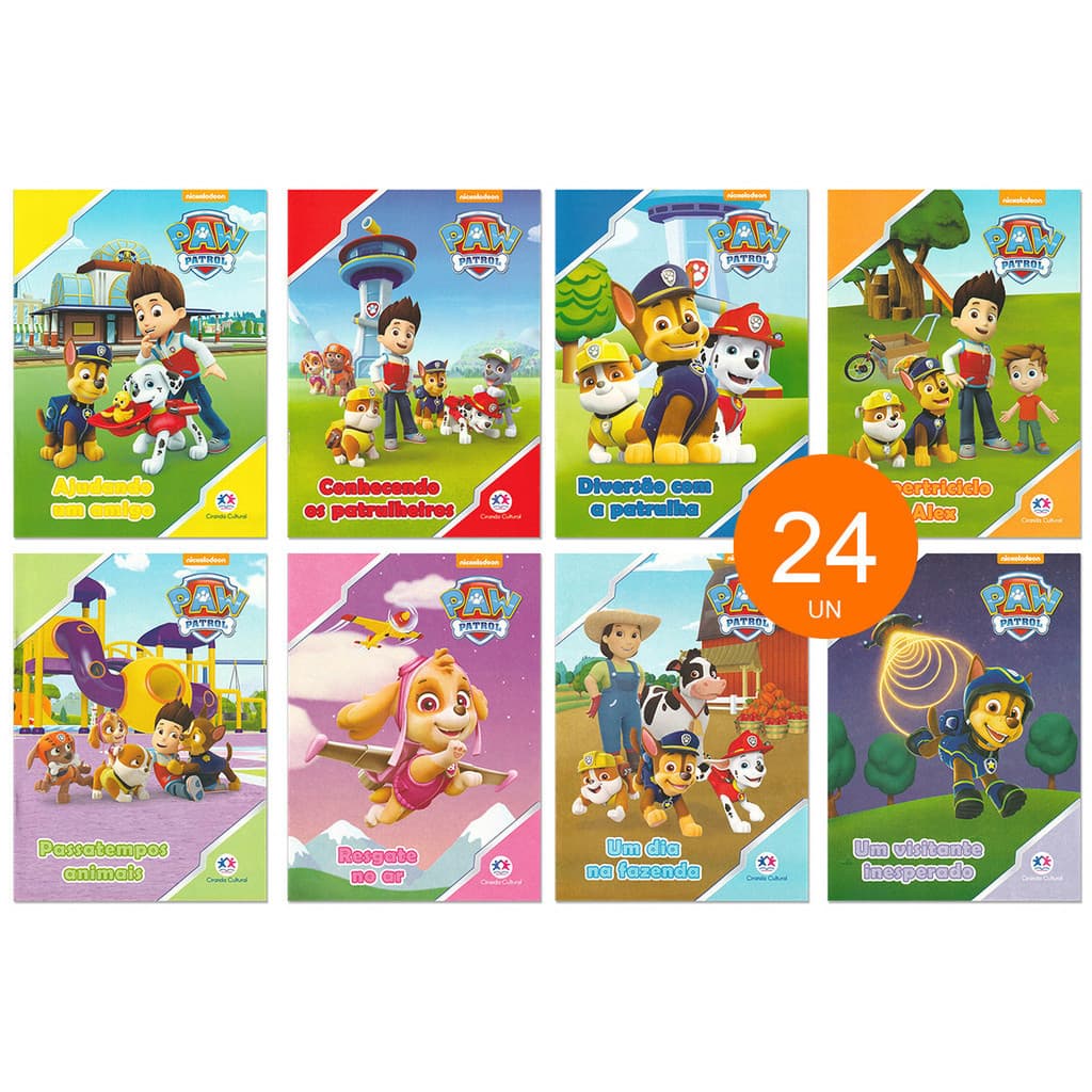 Kit 24 Livrinhos Patrulha Canina Lembrancinha Sacolinha de Aniversário Festa Escola Ciranda Cultural